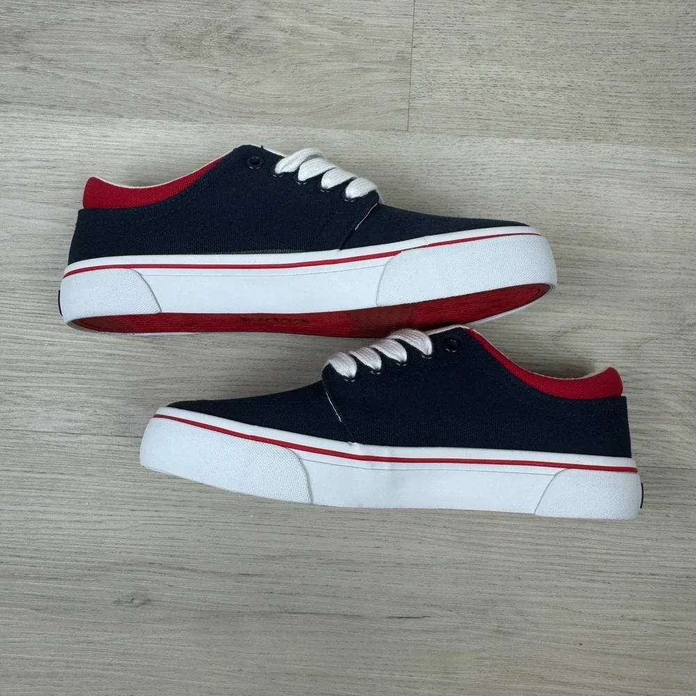 Polo Ralph Lauren Faxson Sneaker Boys 4 Navy Red Canvas Pony